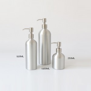 Stock 300ml 16oz Aluminum Cosmetic bottle Travel 500ml 1L aluminum cosmetic bottle with spray pump for hotel use