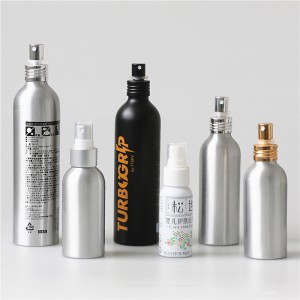 Stock 300ml 16oz Şûşeya Kozmetîk Aluminium Rêwîtiyê 500ml 1L şûşeya kozmetîkî ya aluminium bi pompeya spreyê ji bo karanîna otêlê