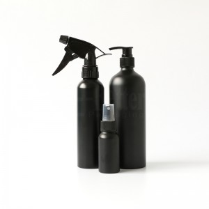 8oz 16oz 32oz Matte Black Rudzi Aluminium Shampoo Bhodhoro Ine Spray Pump Trigger