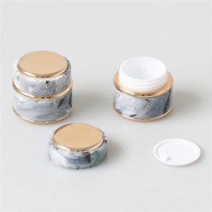 luxury 15g 30g 50g marble black color eye cream jar with gold lid