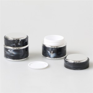 pot de crème pour les yeux de couleur noire en marbre de luxe 15g 30g 50g avec couvercle en or