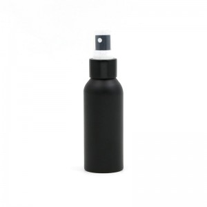 स्प्रे संग कालो रंग एल्युमिनियम कस्मेटिक बोतल
