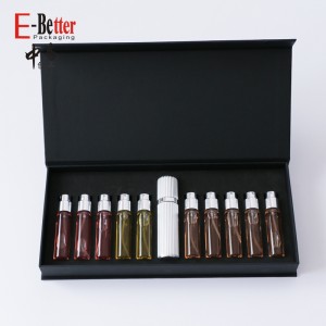 Luxury magnetic cap atomizer set 10ml empty cylinder travel fragrances fine mist atomizer bottle with gift box sample perfume spray bottle