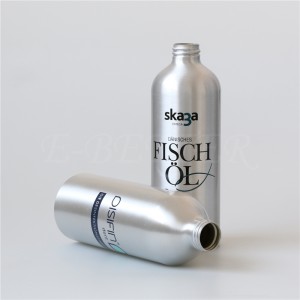 OEM logo adat rega murah kosong 500ml 750ml 1000ml aluminium botol man gaya bunder botol logam kanggo sampo